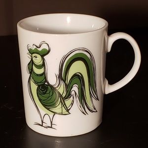 1960 Mid century modern green rooster coffee mug